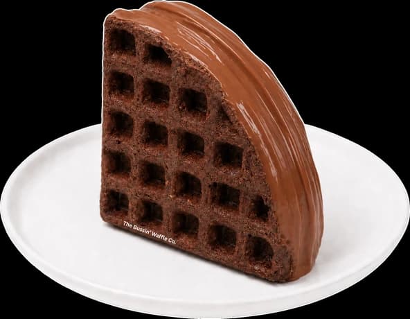Creamy Nutella waffle on a white plate